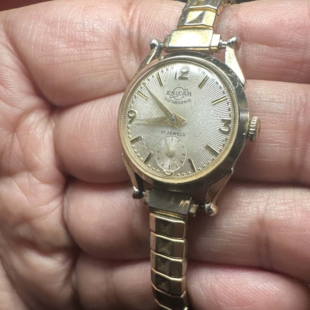 Works ENICAR Ultrasonic DURALUMINUM Swiss 17 Jewels Mechanical Ladies Watch 23mm - Picture 2 of 11